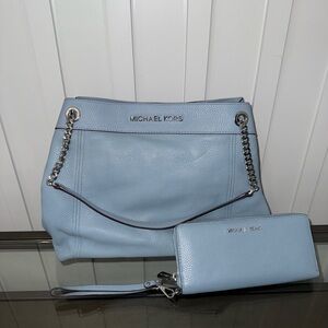 Michael Kors Dusty Blue Women's Bag and Wallet Set
